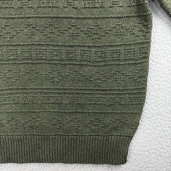 J Crew Sweater Men Small Olive Green Combination Guernsey Stitch Knit Sweatshirt - Picture 5 of 8